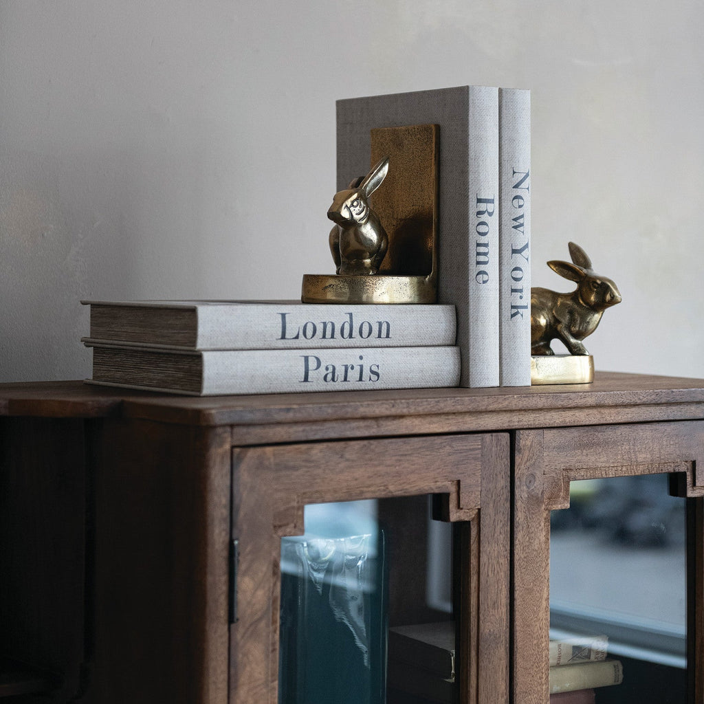 Antique Gold Aluminum Rabbit Bookends - Che Cose Belle