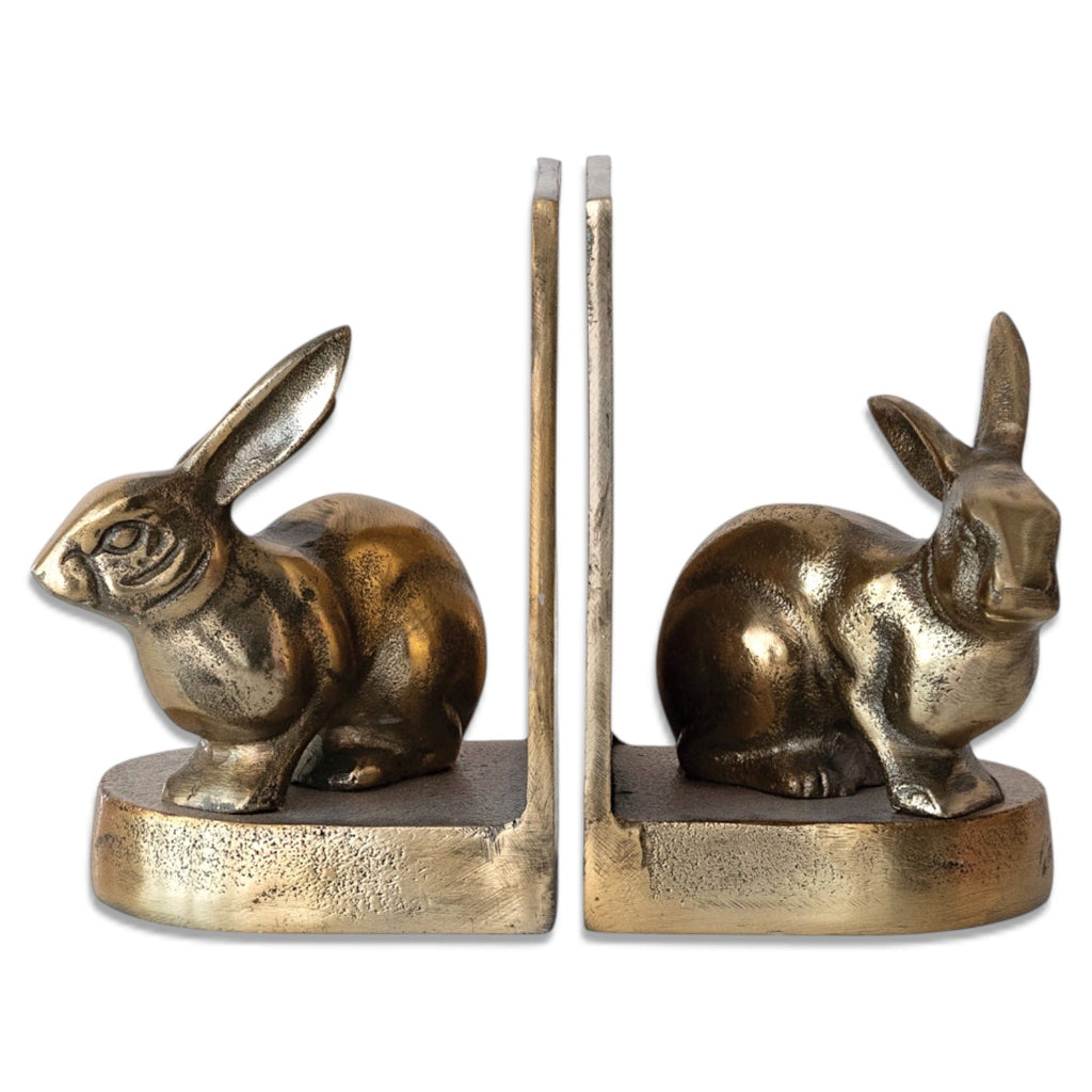 Antique Gold Aluminum Rabbit Bookends - Che Cose Belle