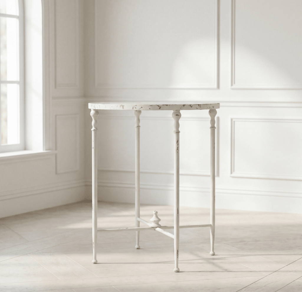 Antiqued Metal Round Side Table - Che Cose Belle