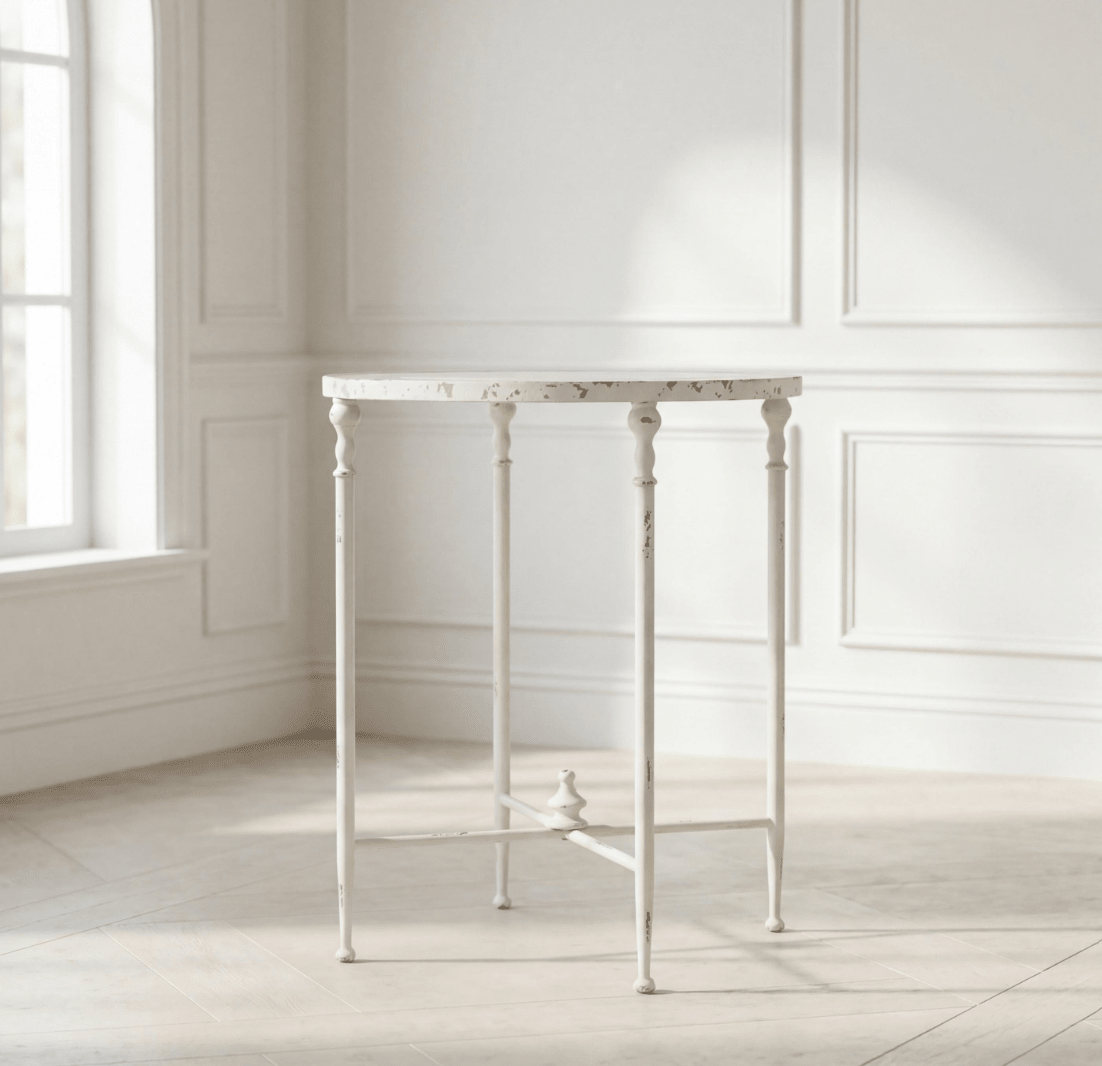 Antiqued Metal Round Side Table - Che Cose Belle