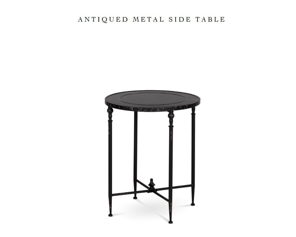 Antiqued Metal Round Side Table - Che Cose Belle