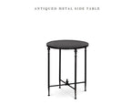 Antiqued Metal Round Side Table - Che Cose Belle