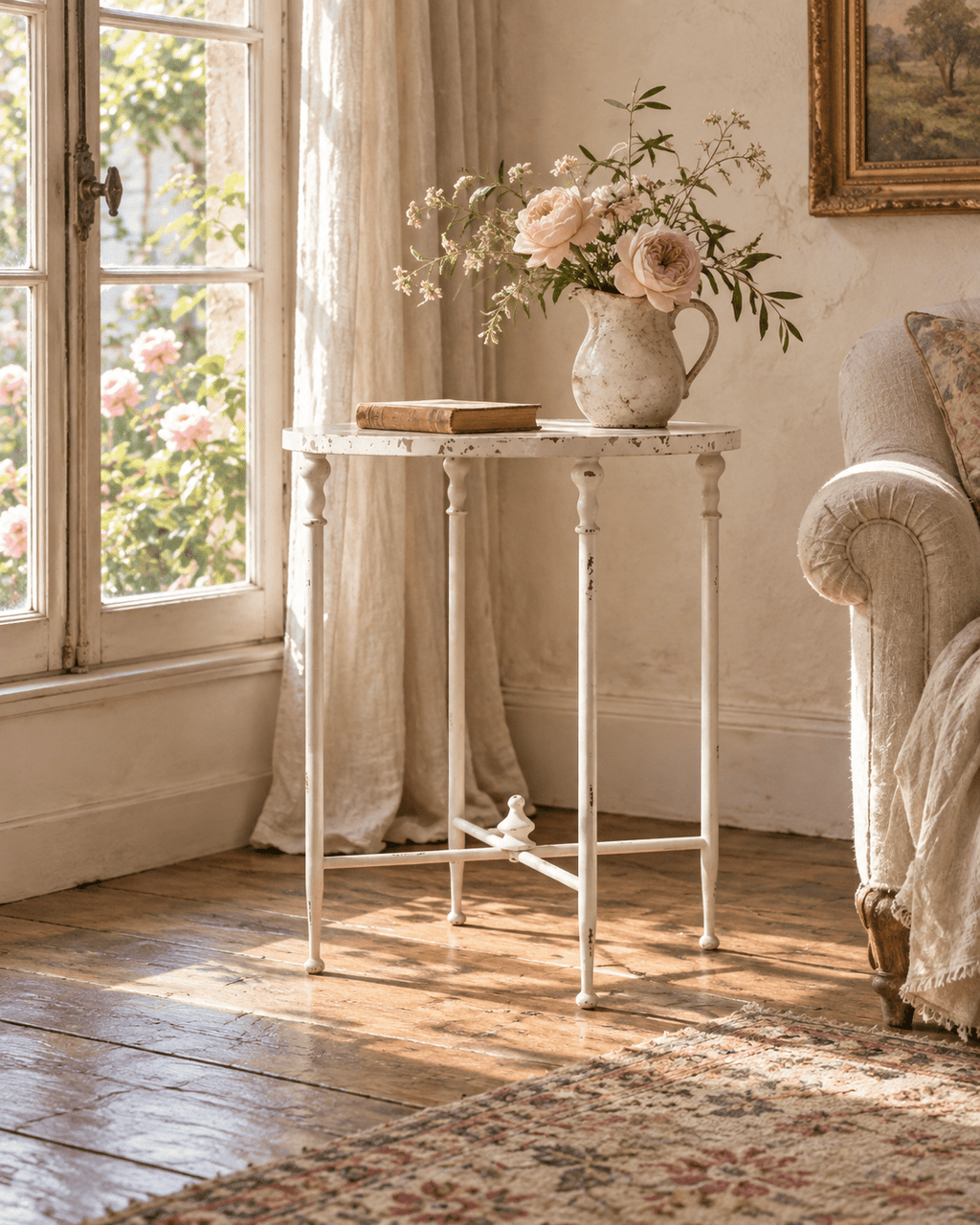 Antiqued Metal Round Side Table - Che Cose Belle
