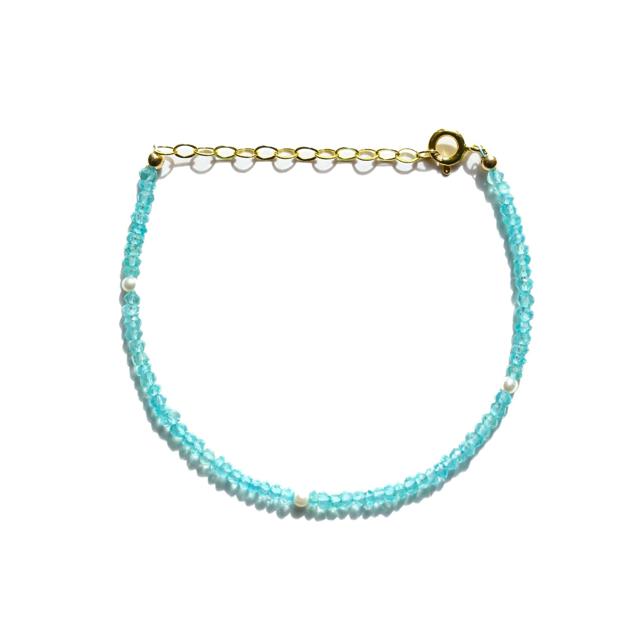 Apatite and Pearl Beaded Bracelet - Che Cose Belle