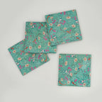 Aqua Flora Enamel Coasters, Set of 4 - Che Cose Belle