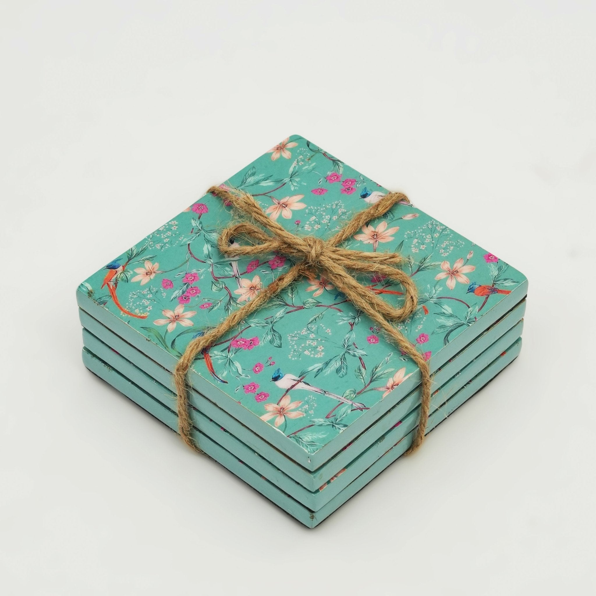 Aqua Flora Enamel Coasters, Set of 4 - Che Cose Belle