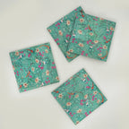 Aqua Flora Enamel Coasters, Set of 4 - Che Cose Belle
