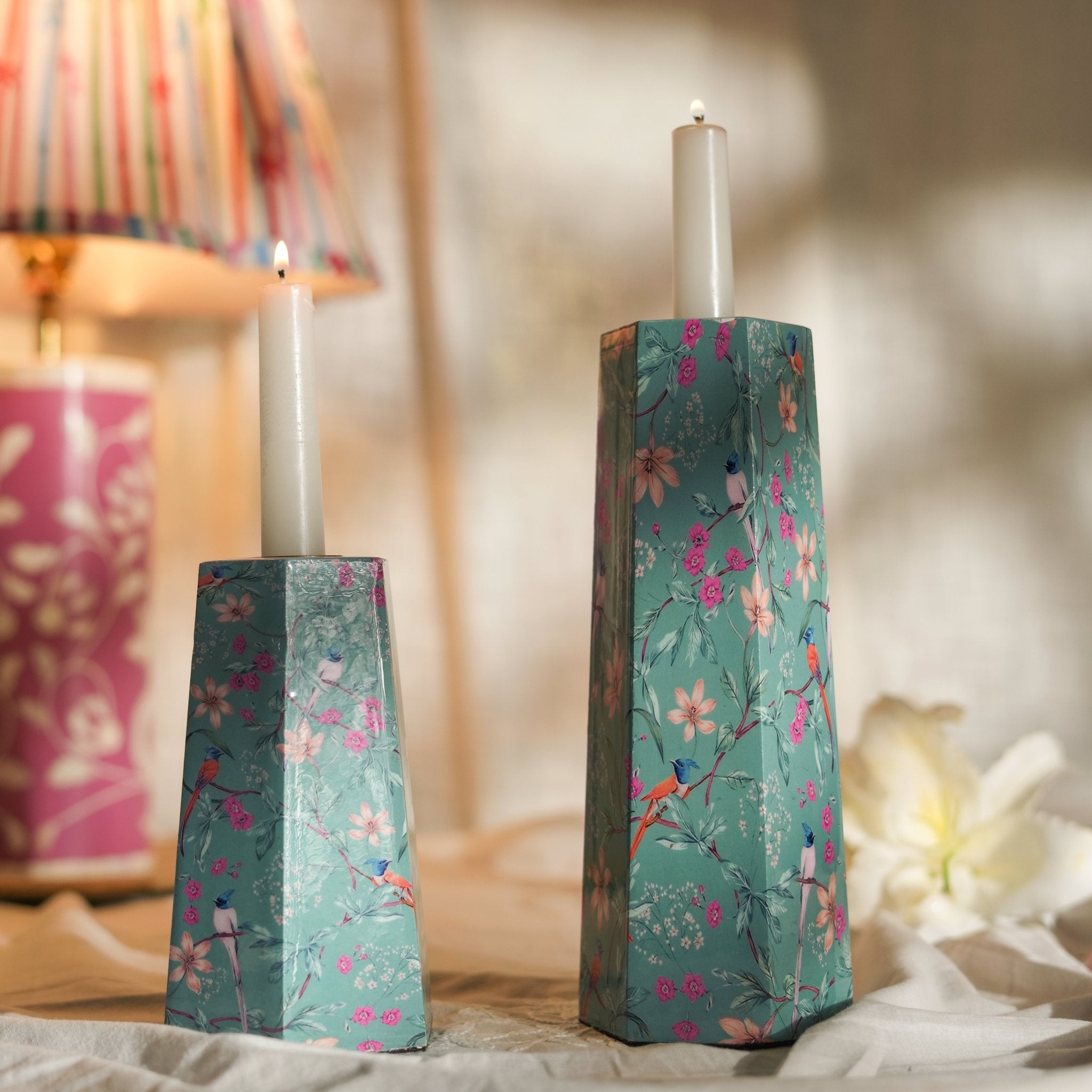 Aqua Flora Hexagonal Candleholder - Che Cose Belle