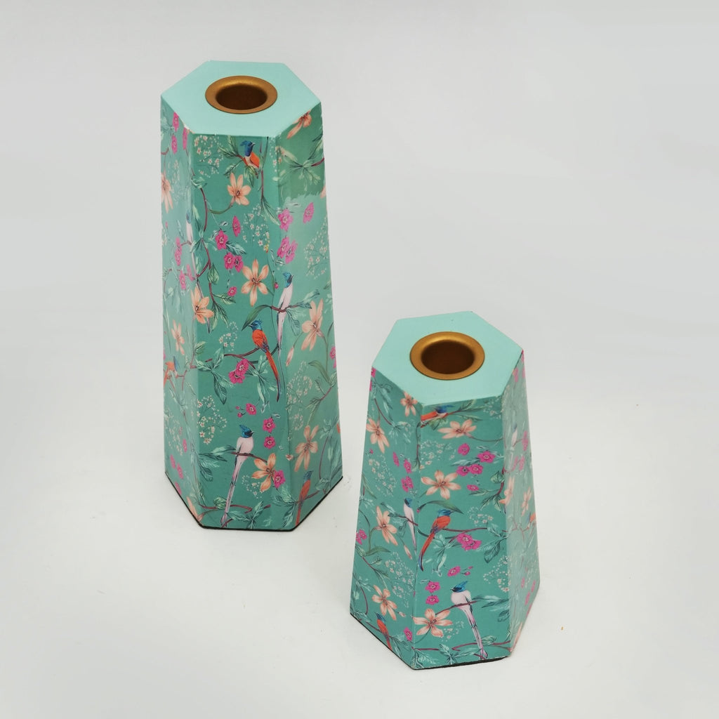 Aqua Flora Hexagonal Candleholder - Che Cose Belle