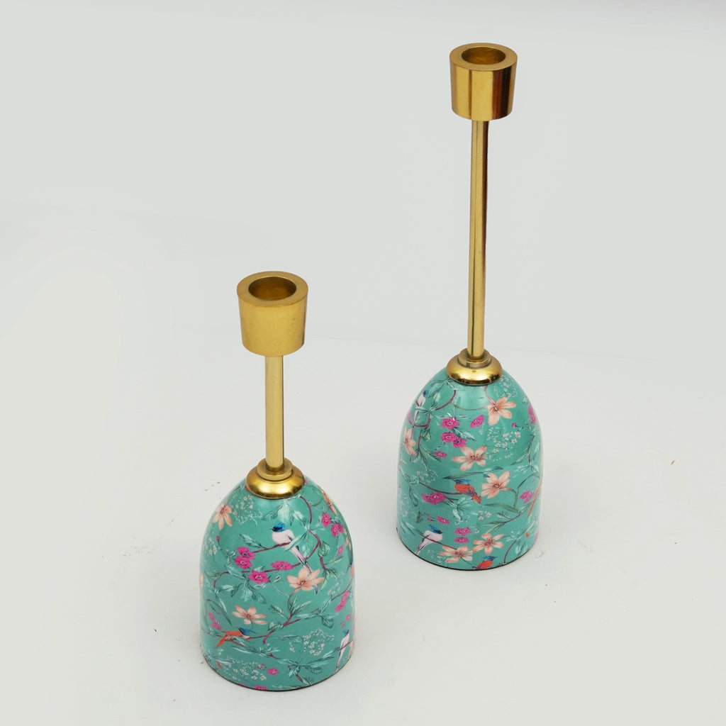 Aqua Flora Tapered Candleholders - Che Cose Belle