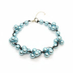 Aqua Glass Pearls and Platinum Leather Woven Necklace - Che Cose Belle