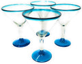 Aqua Rim Modern Margarita Glasses - Martini Style - Set of 4 - Che Cose Belle