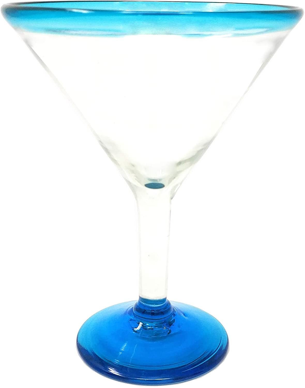Aqua Rim Modern Margarita Glasses - Martini Style - Set of 4 - Che Cose Belle