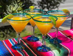 Aqua Rim Modern Margarita Glasses - Martini Style - Set of 4 - Che Cose Belle