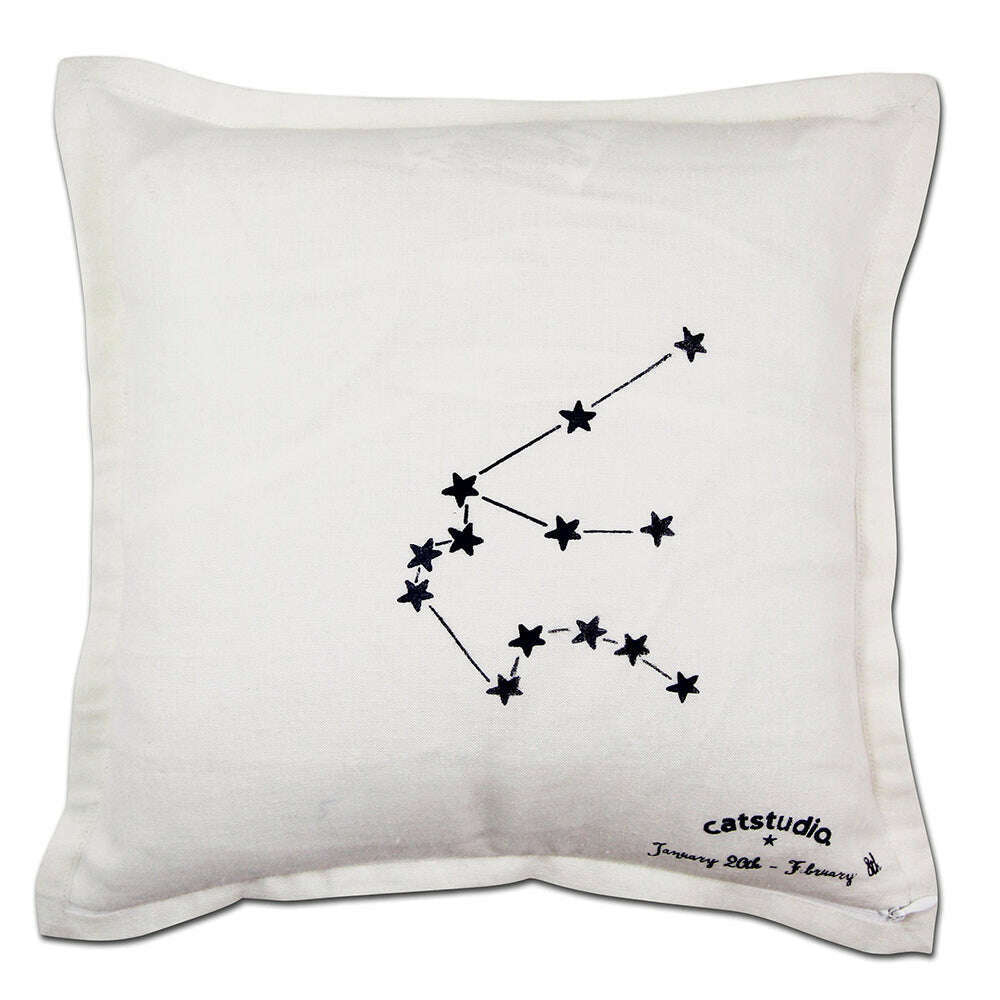 Aquarius Astrology Hand-Embroidered Pillow by Cat Studio - Che Cose Belle