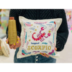 Aquarius Astrology Hand-Embroidered Pillow by Cat Studio