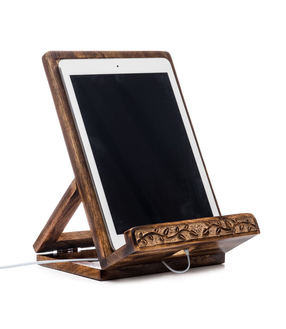 Aranyani Tree of Life Book Holder Tablet Stand - Hand Carved Wood - Che Cose Belle