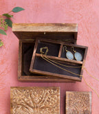 Aranyani Tree of Life Jewelry Box With Tray - Hand Carved Wood - Che Cose Belle