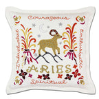 Aries Astrology Hand-Embroidered Pillow by Cat Studio