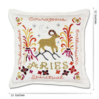 Aries Astrology Hand-Embroidered Pillow by Cat Studio