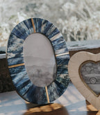 Artemis Indigo Oval 4x6 Picture Frame - Carved Bone, Fair Trade - Che Cose Belle