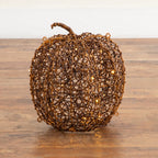12in. Pre-Lit Autumn Rattan Fall Pumpkin with 40 Warm White LED Lights