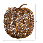 12in. Pre-Lit Autumn Rattan Fall Pumpkin with 40 Warm White LED Lights