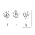 14" Pre-Lit Artificial Halloween Black Twig Branches with 45 Orange LED Lights and Integrated Ground Stake - Set of 3