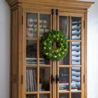 18" Pre-Lit Artificial Boxwood Wreath with 25 Warm White LED Lights