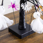 18" Pre-Lit Artificial Halloween Ghost Dolls, Spiders, Bats & Pumpkins 24 LED Lighted Ornament Tree