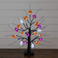 18" Pre-Lit Artificial Halloween Ghost, Bats & Pumpkins 24 LED Lighted Ornament Tree