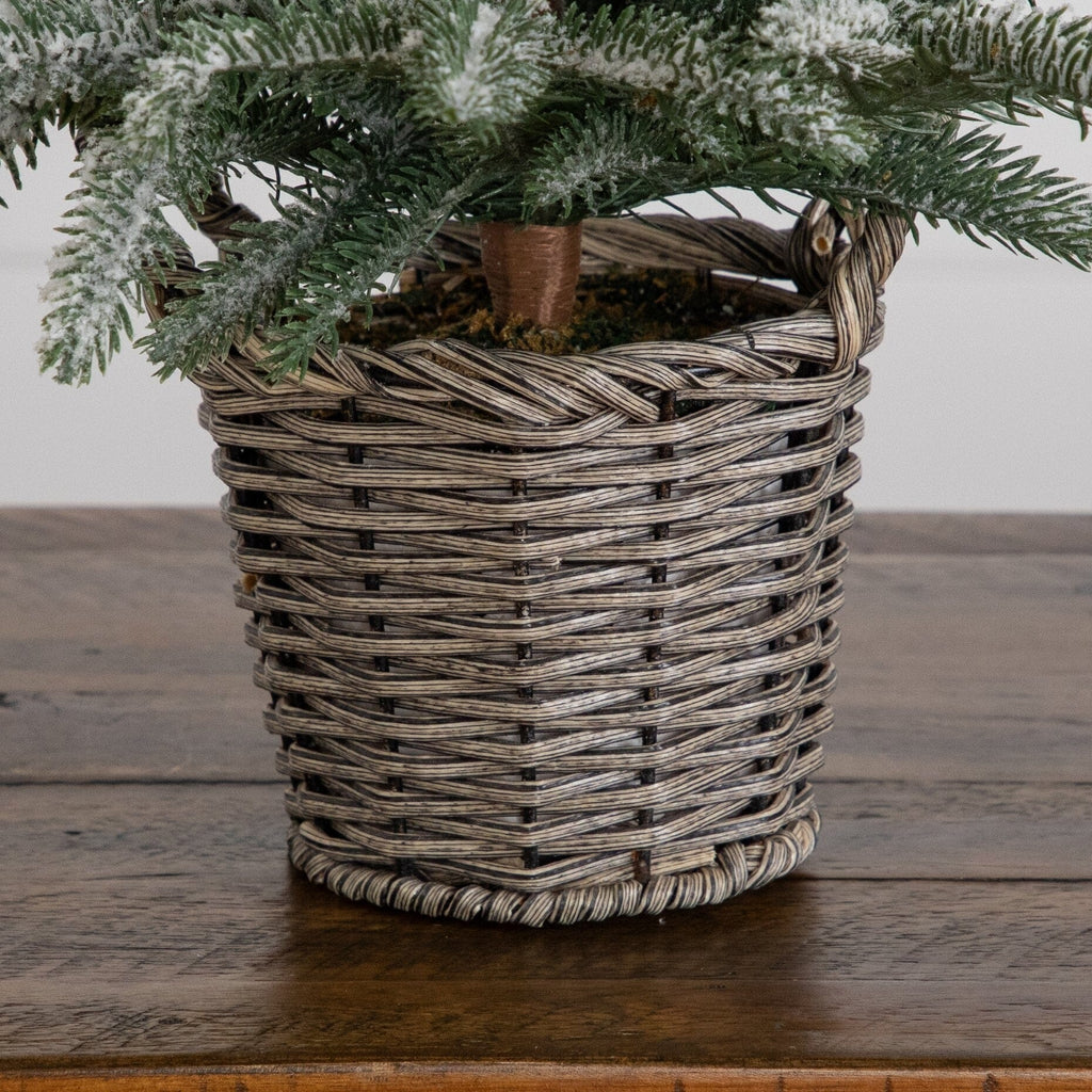 2' Artificial Frosted Christmas Tree in Decorative Basket