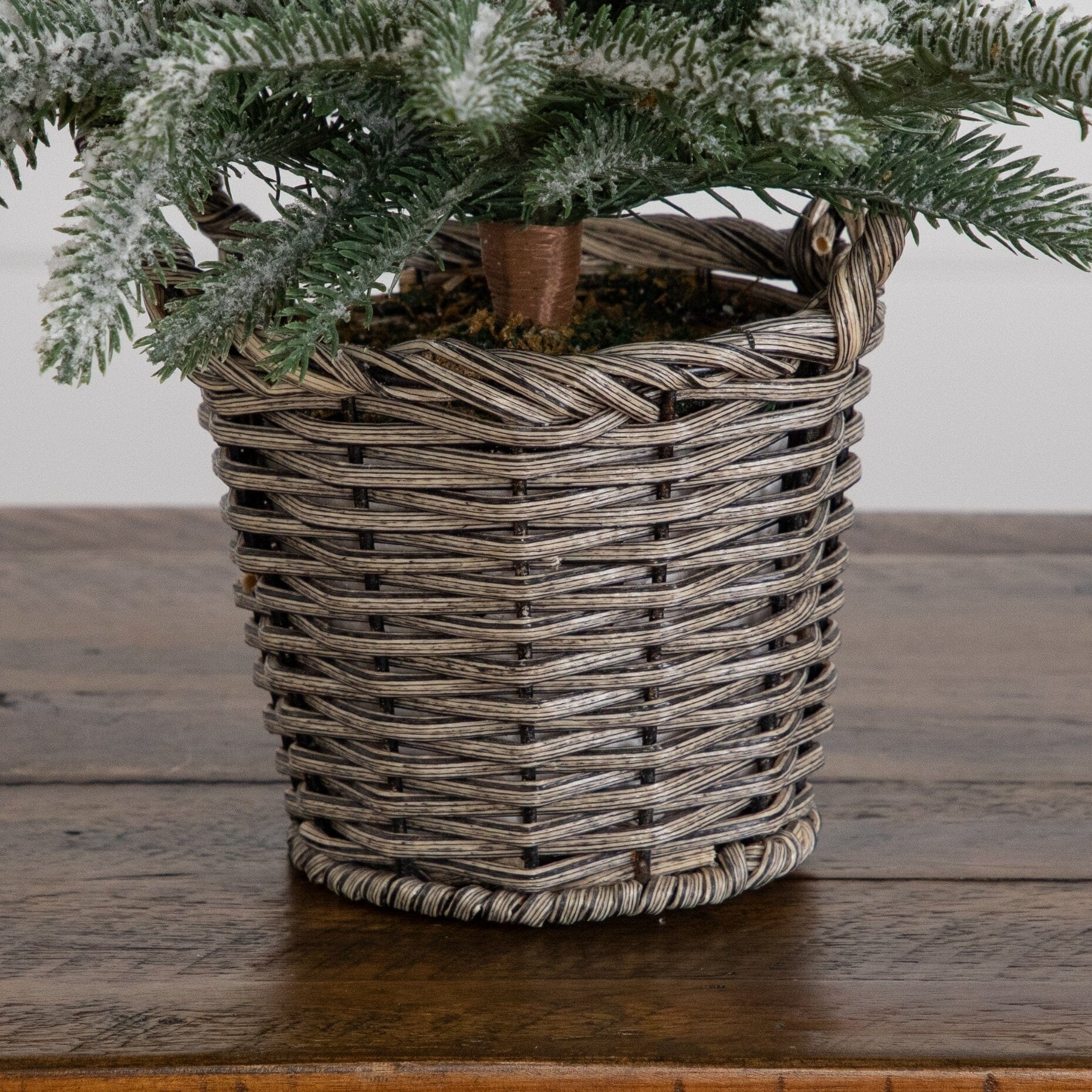 2' Artificial Frosted Christmas Tree in Decorative Basket