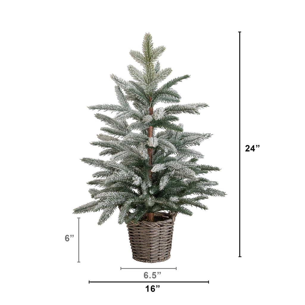 2' Artificial Frosted Christmas Tree in Decorative Basket