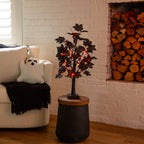 2' Pre-Lit Artificial Halloween Black Maple Tree with 24 Orange & Purple LED Lights