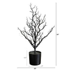 2' Pre-Lit Artificial Halloween Black Spooky Twig Tree with 60 Orange & Purple Copper Wire String LED Lights