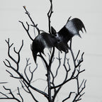 2' Pre-Lit Artificial Halloween Black Spooky Twig Tree with Bats and 40 Orange & Purple LED Lights