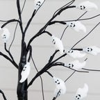 2' Pre-Lit Artificial Halloween Ghost Twig Tree with 24 Purple LED Lights