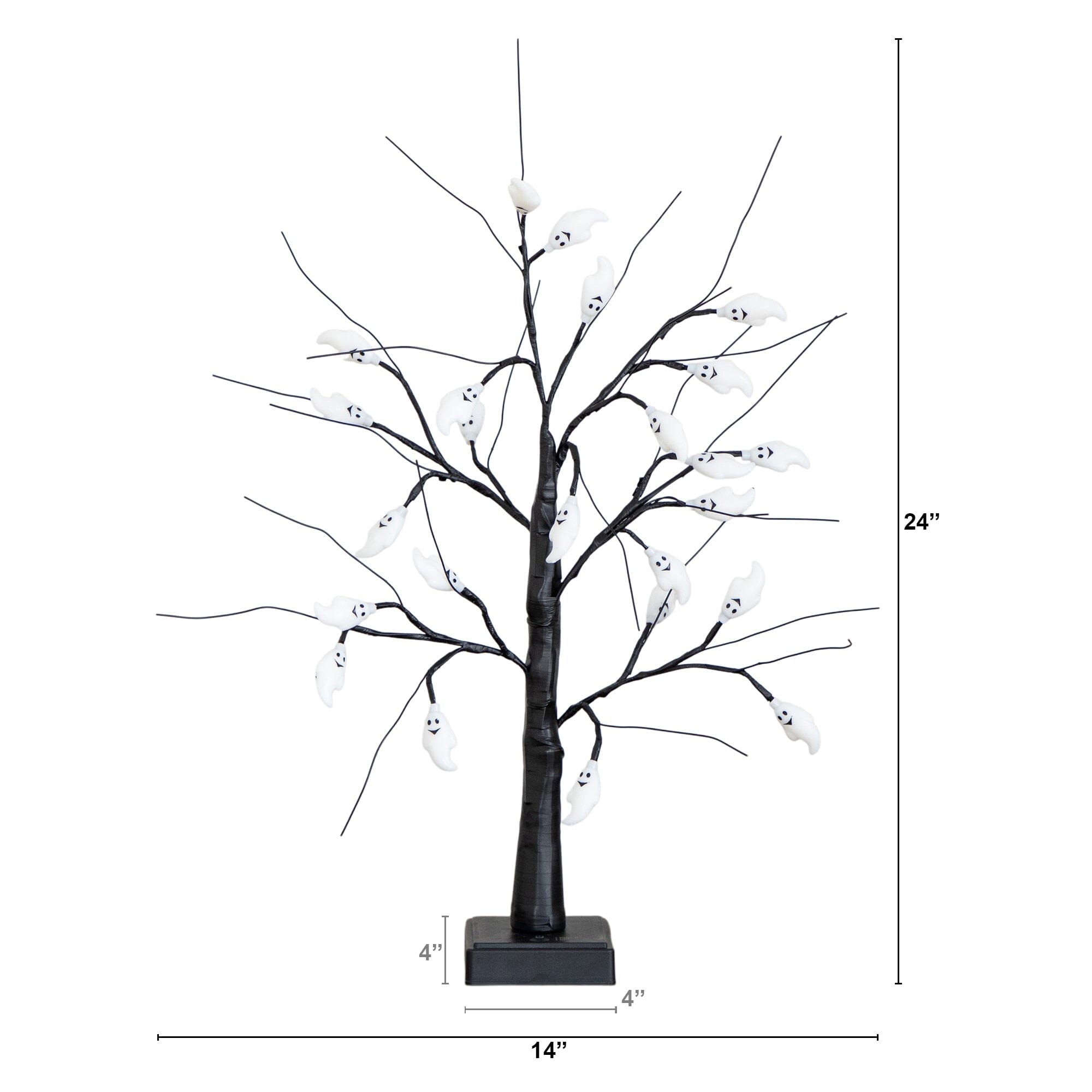 2' Pre-Lit Artificial Halloween Ghost Twig Tree with 24 Purple LED Lights
