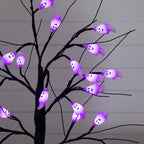 2' Pre-Lit Artificial Halloween Ghost Twig Tree with 24 Purple LED Lights