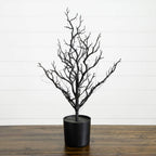2' Pre-Lit Artificial Halloween Black Spooky Twig Tree with 60 Orange & Purple Copper Wire String LED Lights