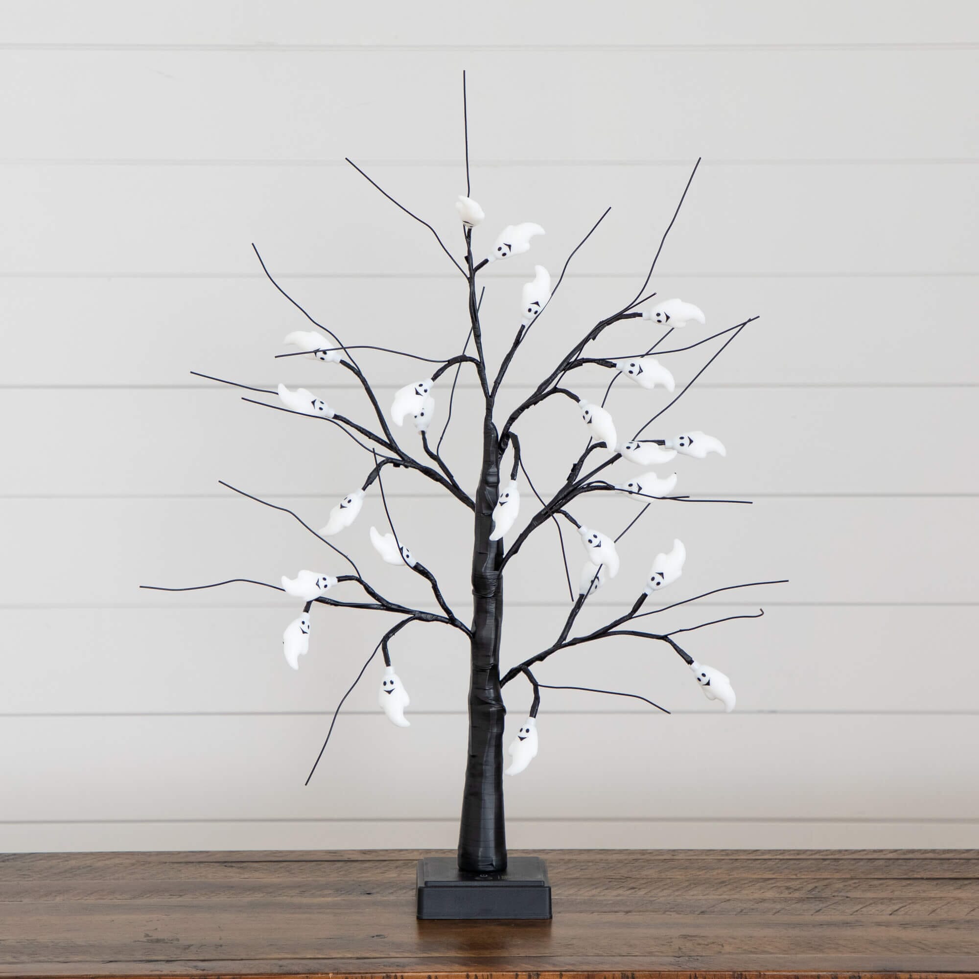2' Pre-Lit Artificial Halloween Ghost Twig Tree with 24 Purple LED Lights