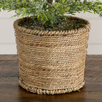 2’ Pre-Lit Artificial Snowed Cypress Christmas Tree with 30 LED Lights in Hyacinth Basket