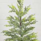 2’ Pre-Lit Artificial Snowed Cypress Christmas Tree with 30 LED Lights in Hyacinth Basket