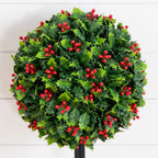 2' UV Resistant Artificial Holly Berry Christmas Ball with Integrated Ground Stake (Indoor/Outdoor)