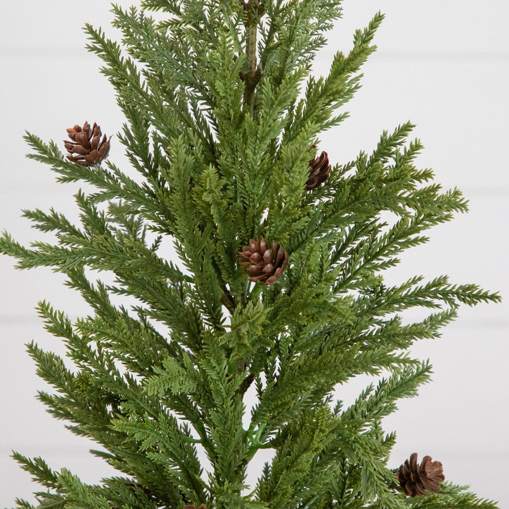 20” Artificial Christmas Cedar Pine Tree with Pinecones in White Ceramic Planter