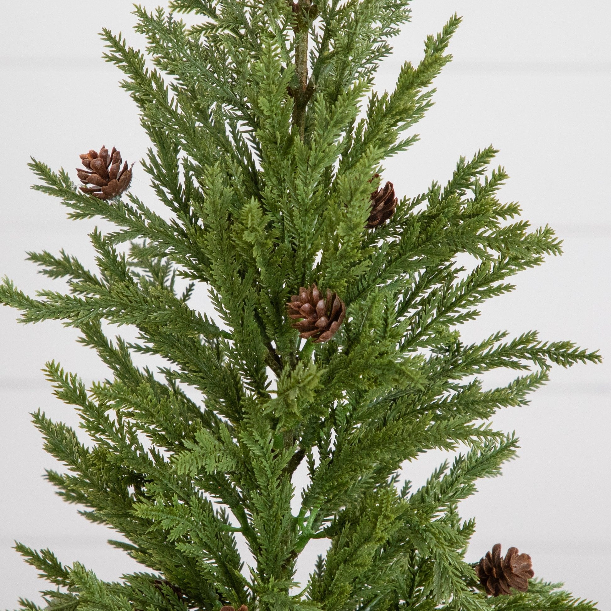 20” Artificial Christmas Cedar Pine Tree with Pinecones in White Ceramic Planter