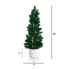 20” Artificial Christmas Tree with Pinecones in White Ceramic Planter