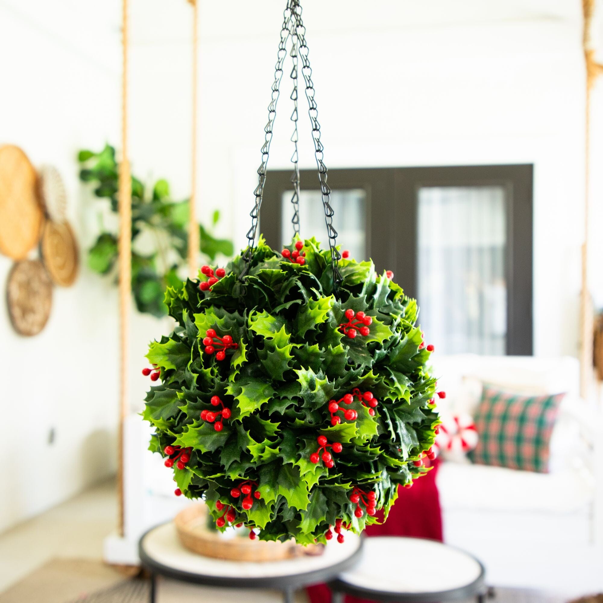 21” UV Resistant Artificial Holly Berry Christmas Hanging Ball (Indoor/Outdoor)