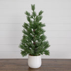 22” Artificial Frosted Christmas Tree in White Ceramic Planter